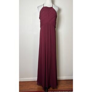 Levkoff Bridesmaid Dress 12 Deep Red Burgundy Maroon Jewel Tone High Waist